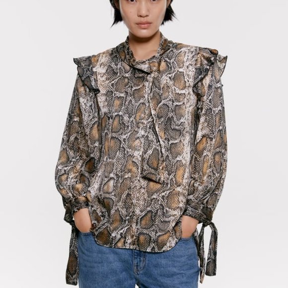 Zara Snake Print Blouse XS - Picture 2 of 9